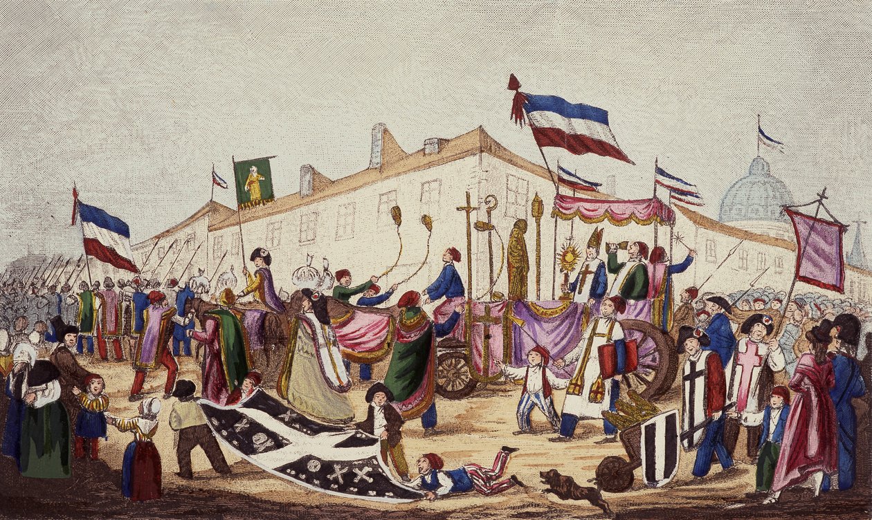 Resterne af overtroen slæbt til konventet, november 1793 af French School