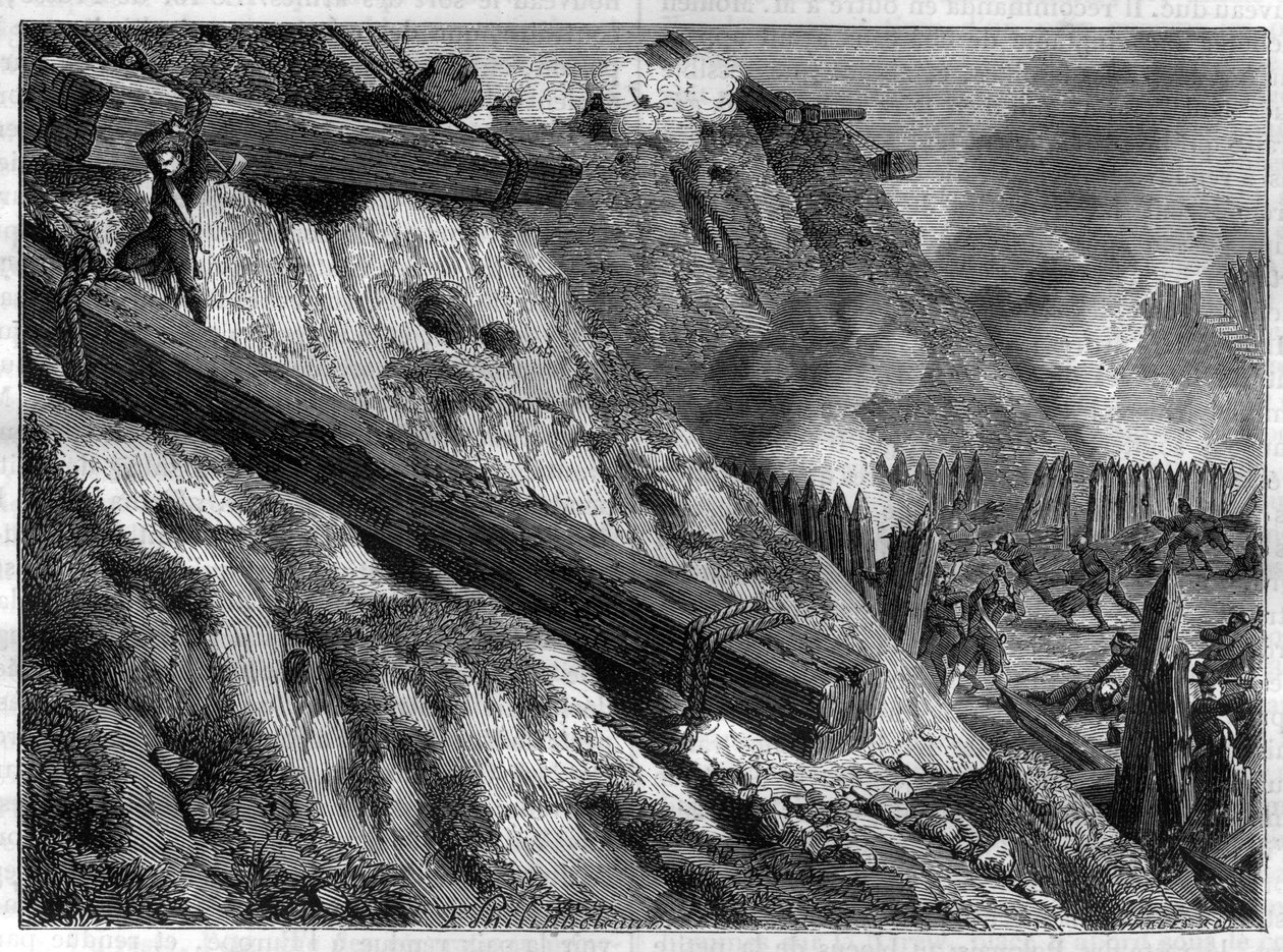 Belejringen af Dantzig (nuværende Gdansk) den 19. marts 1807 under den fjerde koalitionskrig - Jægeren Francois Valles heltemod under belejringen af Dantzig - i "Imperiets historie efter konsulatets historie" af Adolphe Thier af French School