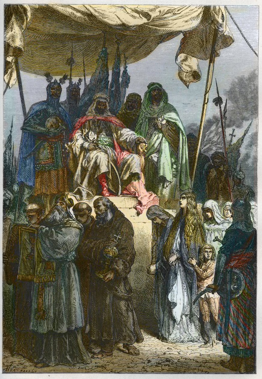 The siege of Jerusalem in 1187 by Saladindani af French School