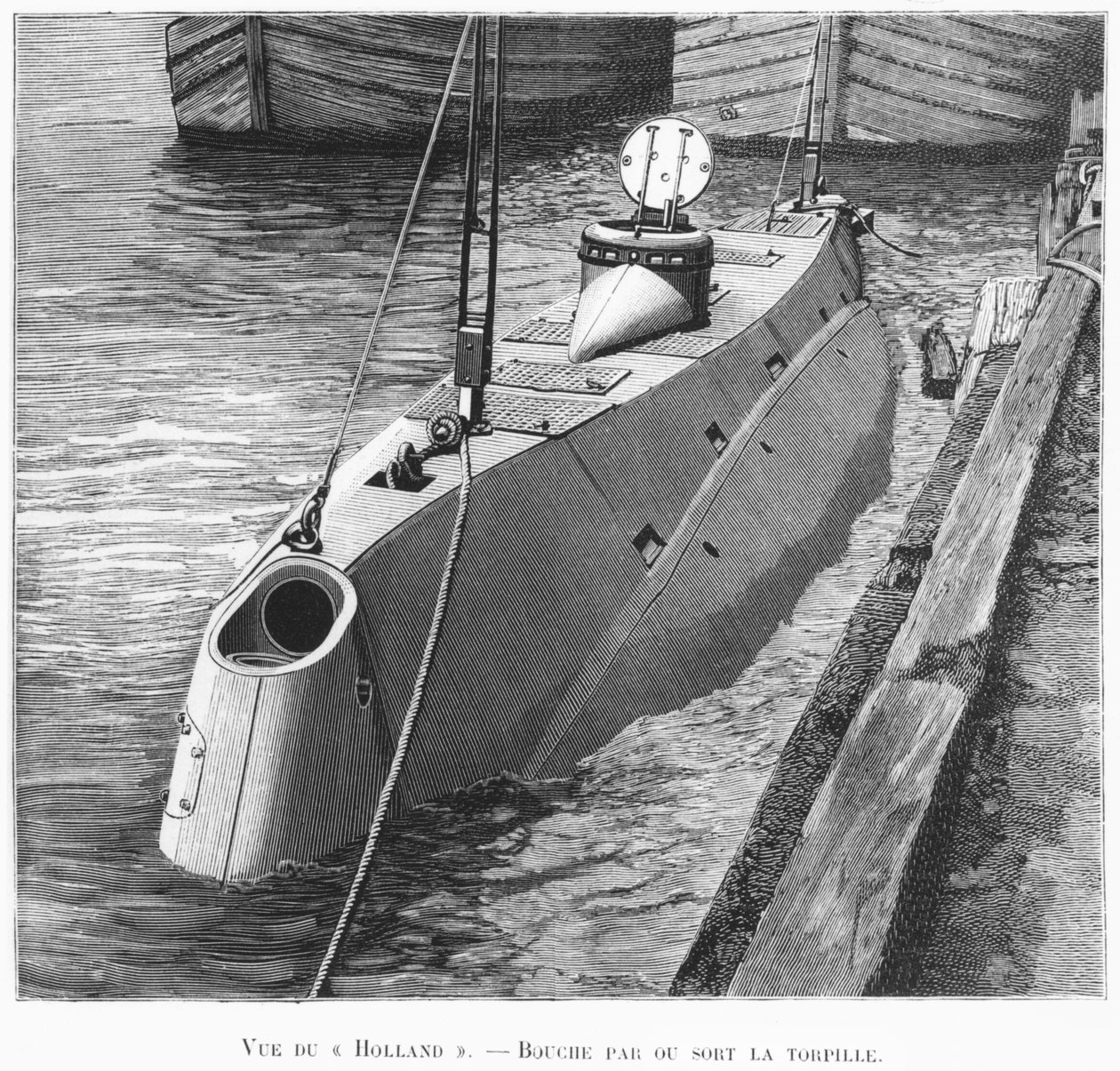Ubåden Holland, illustration fra Le Monde Illustre, januar 1899 af French School