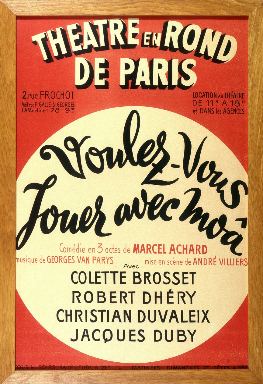 Teaterstykket "" Vil du lege med moâ? "" af Marcel Achard på teatret i cirkler af Paris. af French School