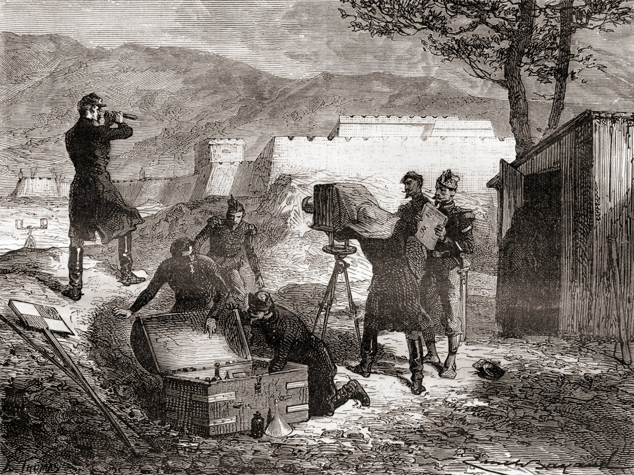 Den franske hærs brug af fotografi i det 19. århundrede, fra Les Merveilles de la Science, udgivet ca. 1870 af French School