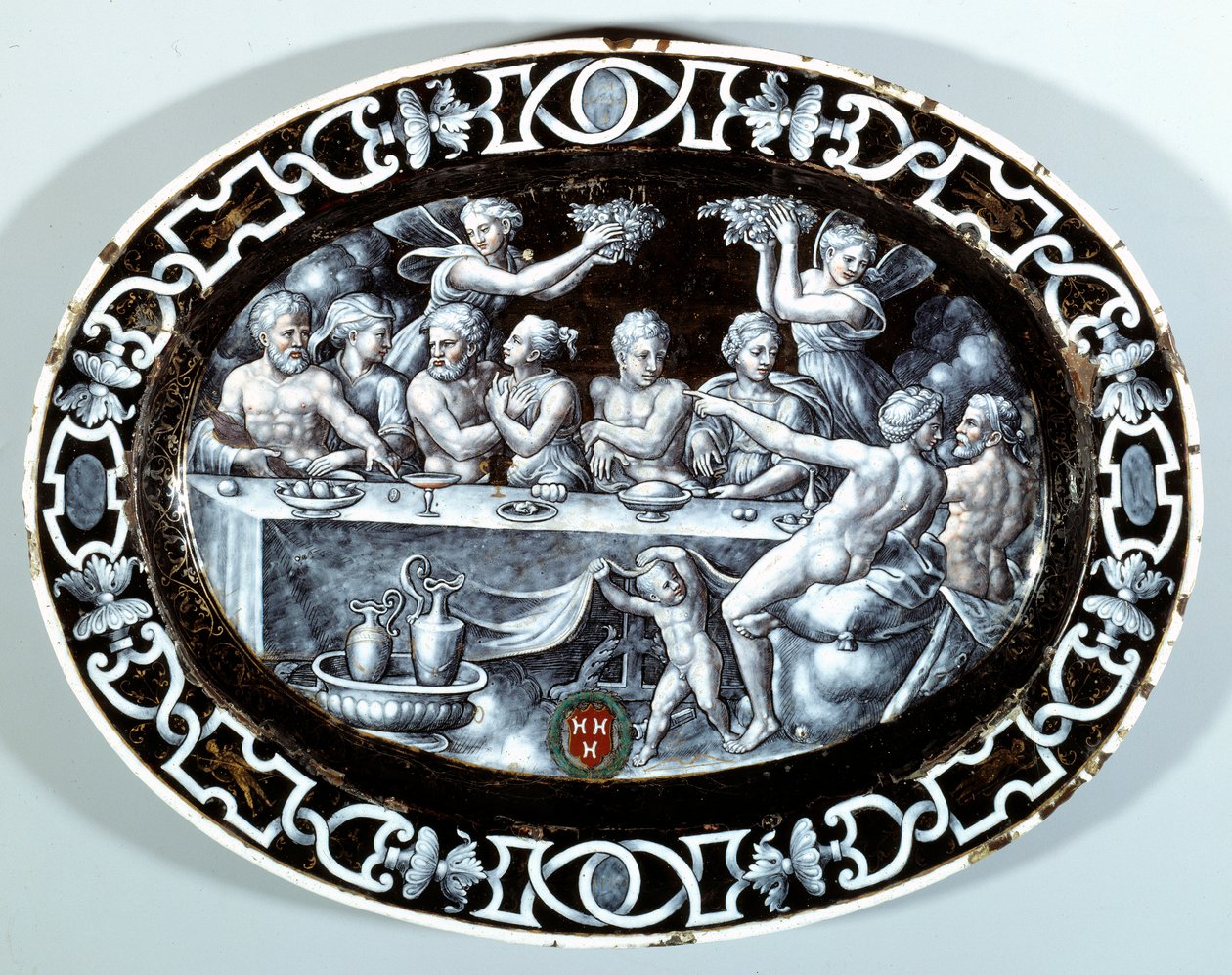 Bryllupsfesten af Psyche Oval Plat i emalje malet på kobber fra den franske skole. 1560 Paris, Musée du Louvre af French School