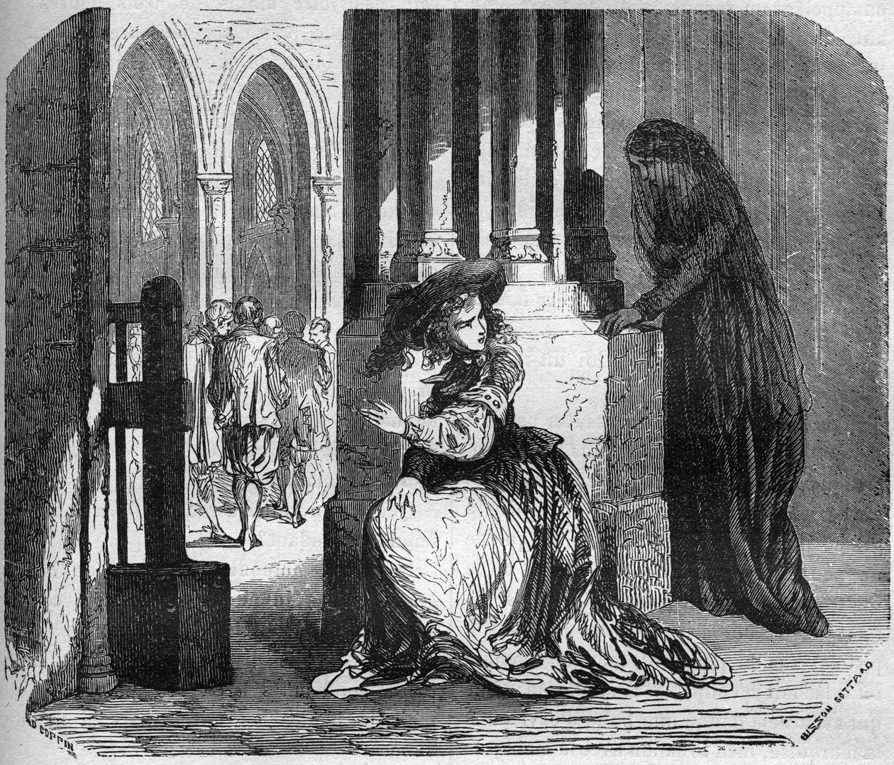 Den unge Madeleine de la Palude (Madeleine de Demandols) i det 17. århundrede, besat af en dæmon, formåede at tiltrække de religiøse med den eneste skønhed i hendes øjne. Hun blev spærret inde i Ursuline-klosteret. Indgravering i "Prostitutionens historie  af French School