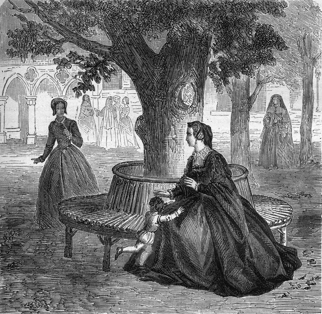 Den unge Mary Touchet fremtidige elskerinde til kong Charles IX (1550-1574). Indstik i "Prostitutionens og udskejelsens historie blandt alle verdens folkeslag fra oldtiden til i dag" af Dr. Th. -F. Debray. 1879. af French School