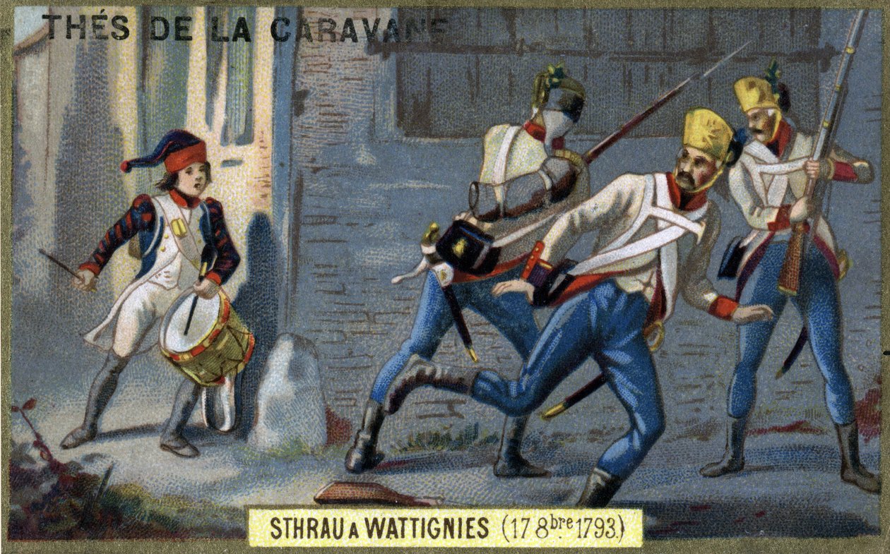 Den unge tromme Sthrau faldt i helte under slaget ved Wattignies den 16. oktober af French School