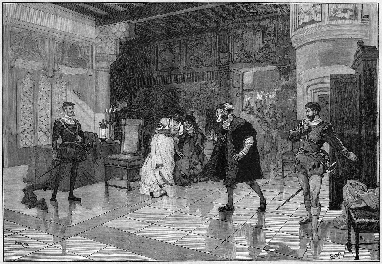 Teaterfremstilling: "" Hernani"" af Victor Hugo (1802-1885), akt I scene 3. Paris, Comedie Francaise af French School