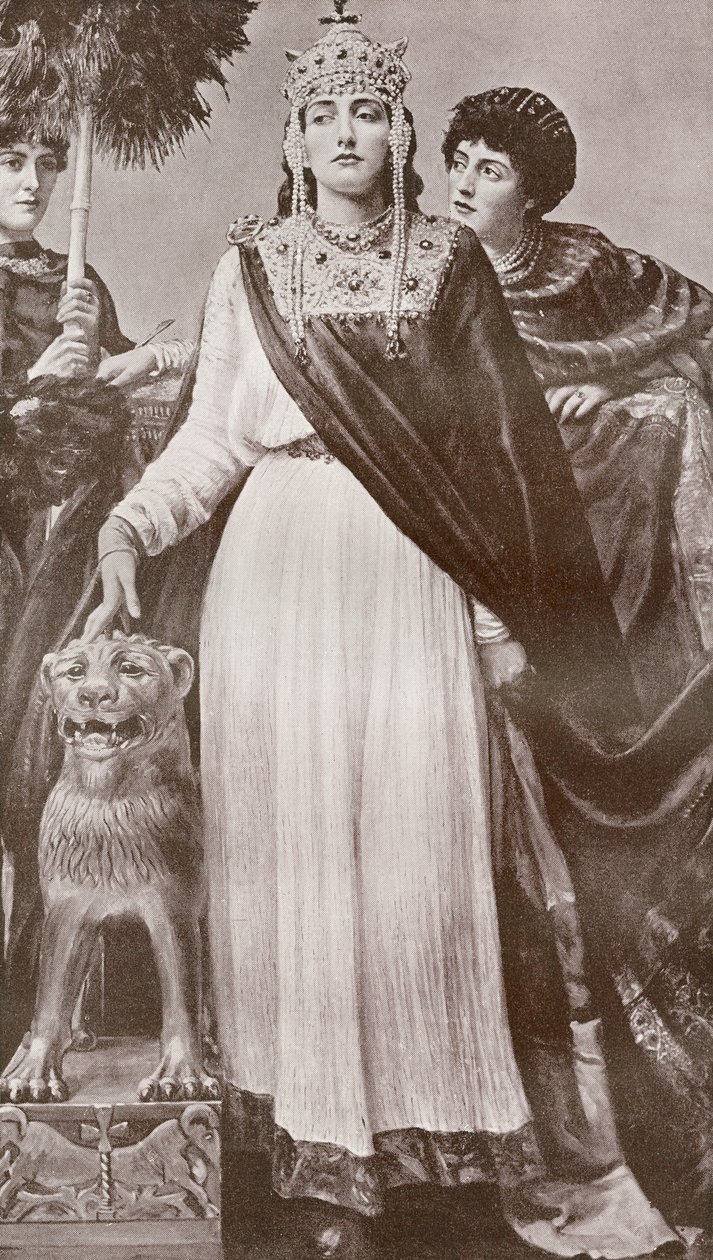 Theodora I, ca. 500 - 548. Kejserinde af det romerske byzantinske imperium og hustru til kejser Justinian I. Fra Harmsworth History of the World udgivet 1908. af French School