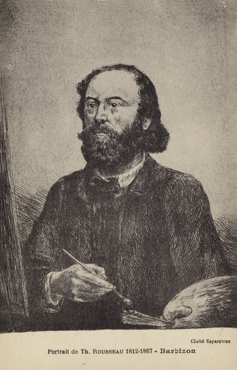 Theodore Rousseau, fransk maler (litografi) af French School
