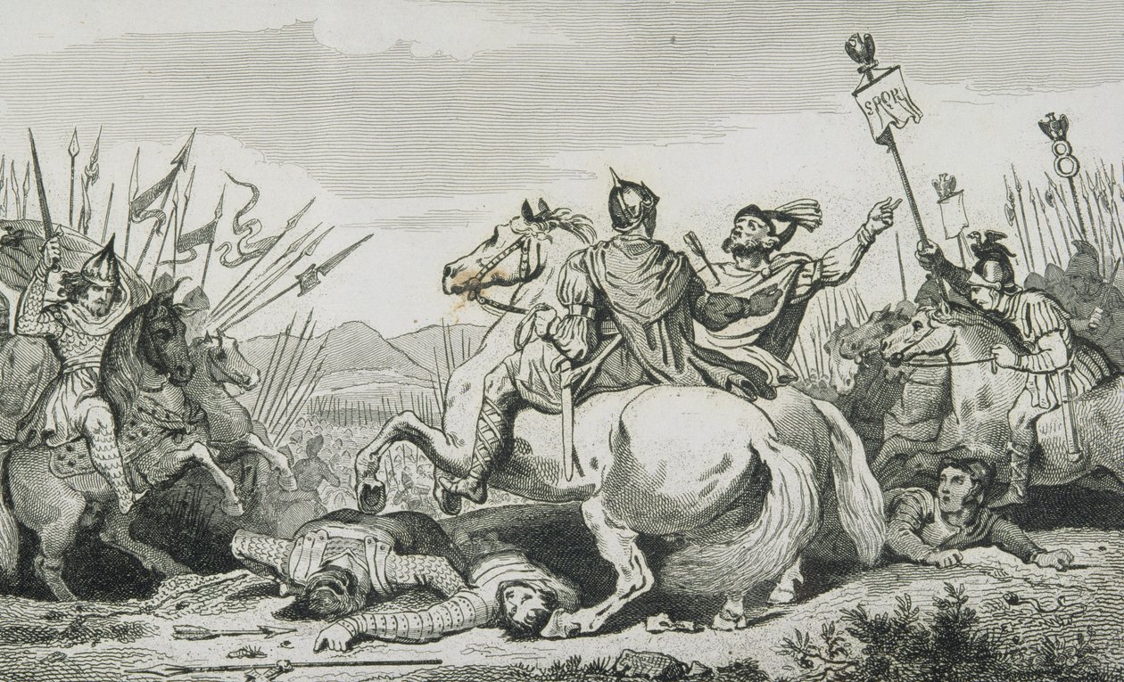Theodoric er dræbt i kamp mod Attila, nær Chalons, fra 