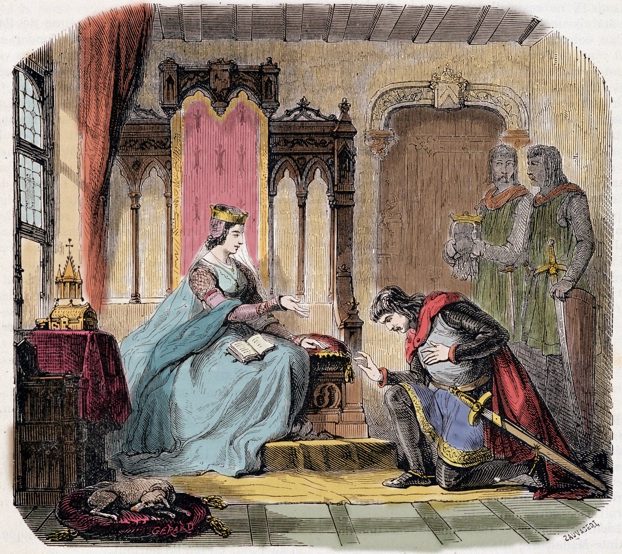 Thibault IV af Champagne (1201-1253) (også kendt som Thibault I af Navarra), kom for fødderne af dronningen Blanche af Castilien for at advare hende om den fare, hun ville løbe - i "Paris a travers les cuecles" af de Genouillac af French School