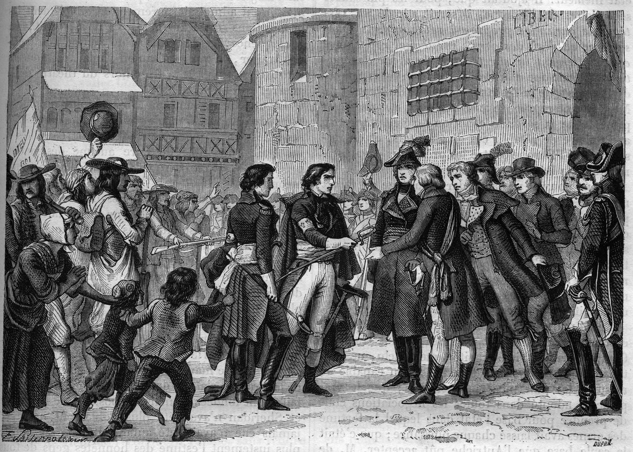 Indgravering af 1865 i "Historien om konsulatet og imperiet" af Louis Adolphe Thiers - Tredje krig i Vendée (1799-1800): vendeanske ledere indrømmede nederlag i januar 180 af French School