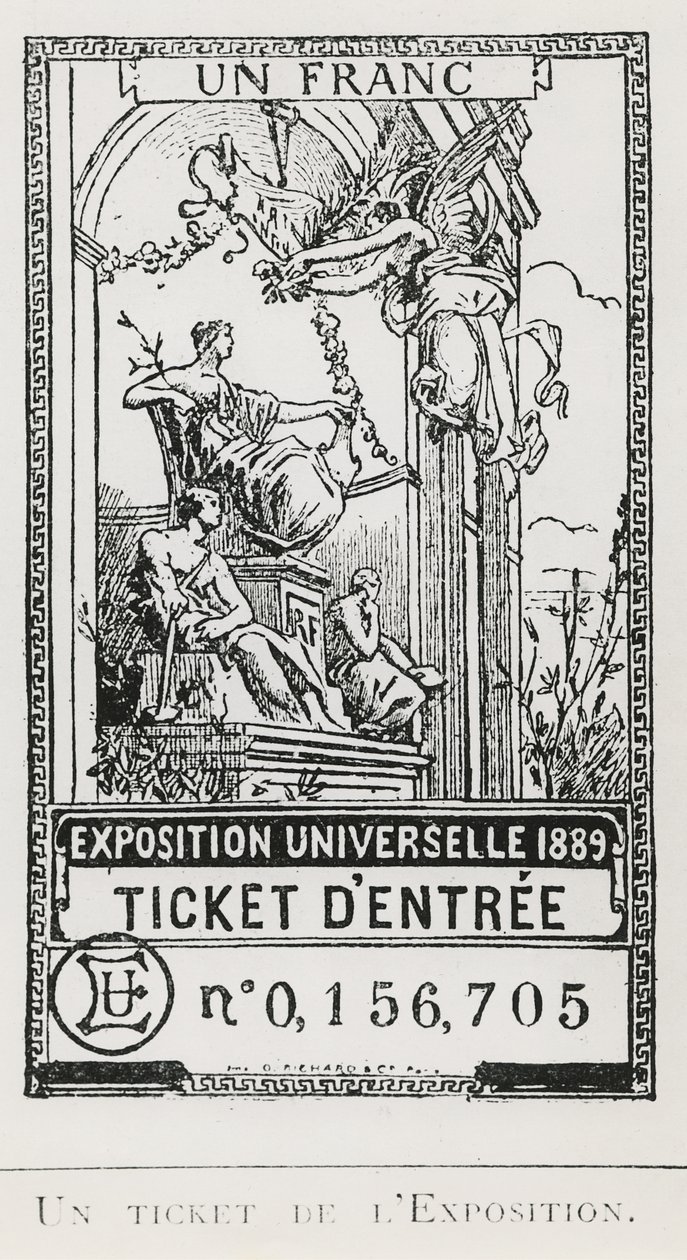 Adgangsbillet til Exposition Universelle i 1889 (litho) af French School