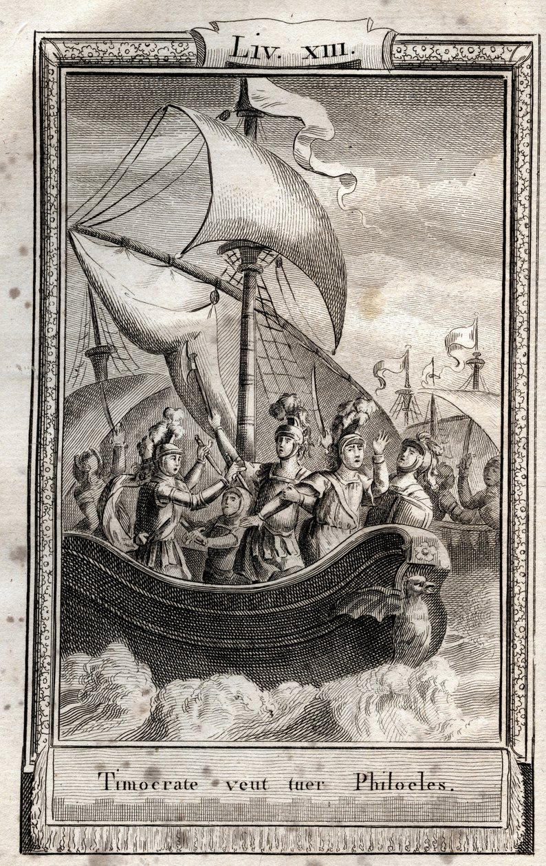 Timocrate ønsker at dræbe Philoeles - indgravering af 1798 af Monnet i "Les Aventures de Telemaque, fils d
