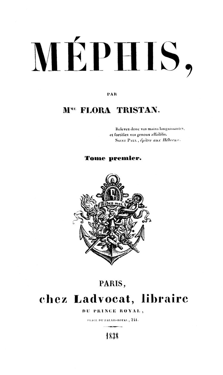 Titelblad af Mephis af Flora Tristan (1803-44) udgivet i Paris af Ladvocat, 1838 af French School