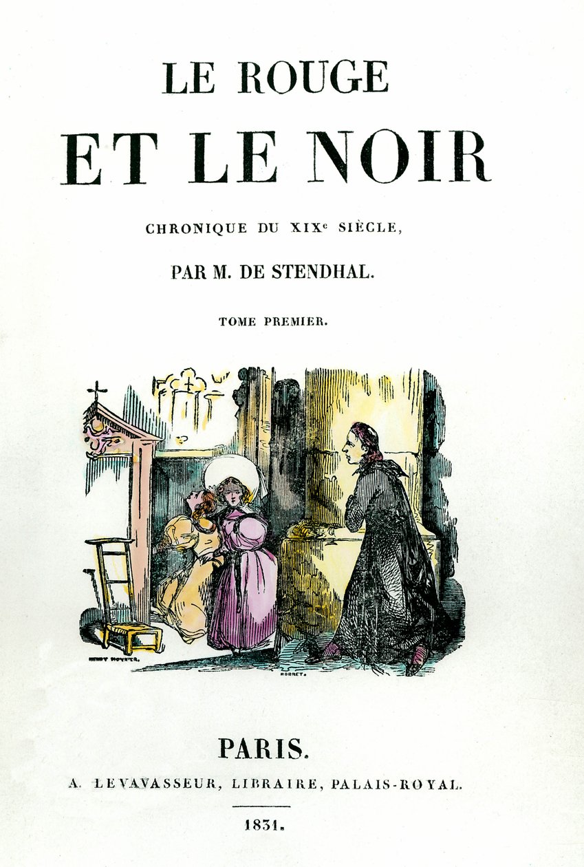 Titelblad til Stendhals bog (1783 - 1842) "Rød og sort" af French School