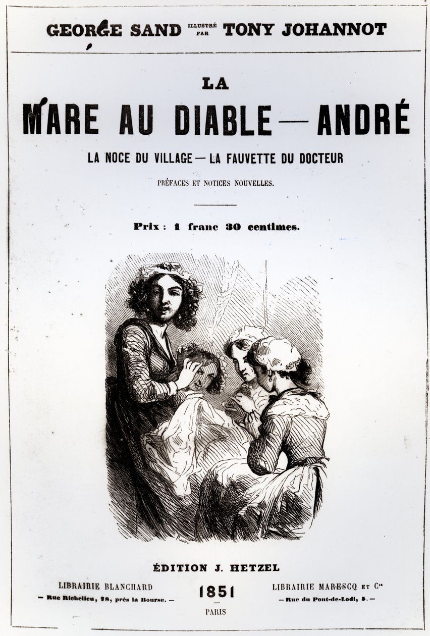 Titelside af The Devils Pool af George Sand, illustreret af Tony Johannot, 1851 af French School