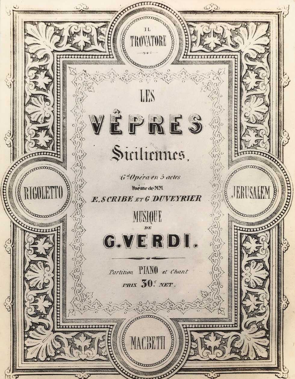 Partiturets titelside I Vespri Siciliani af French School