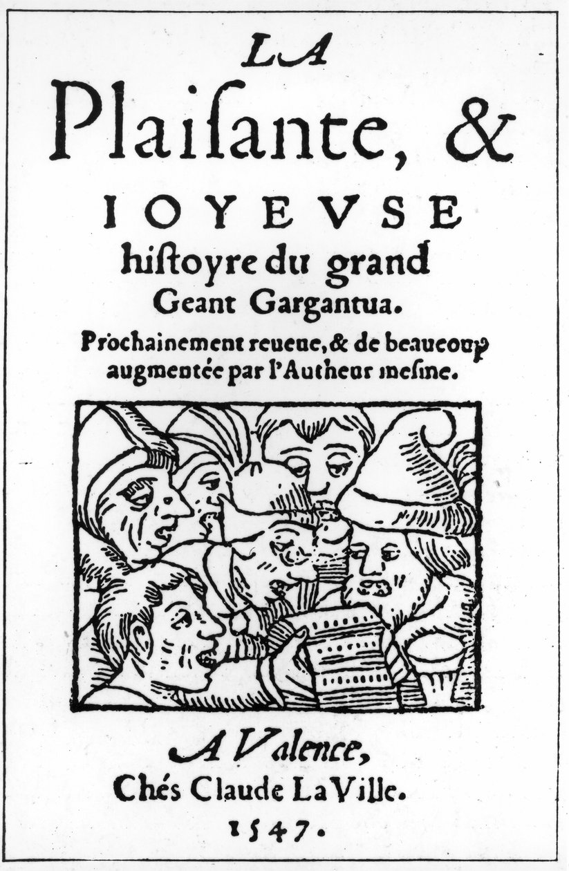 Titelblad for Gargantua af Francois Rabelais (1494-1553) 1547 (xylograf) af French School