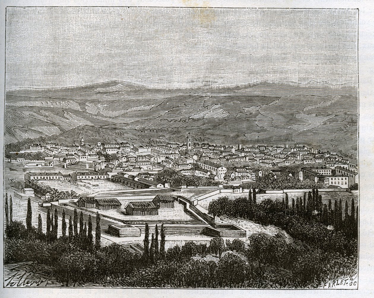 Tlemcen en agery i det 19. århundrede - indgravering i "La France illustrée: geografi, historie, statistisk administration" af V.A. Malt-Brown. 1884 af French School