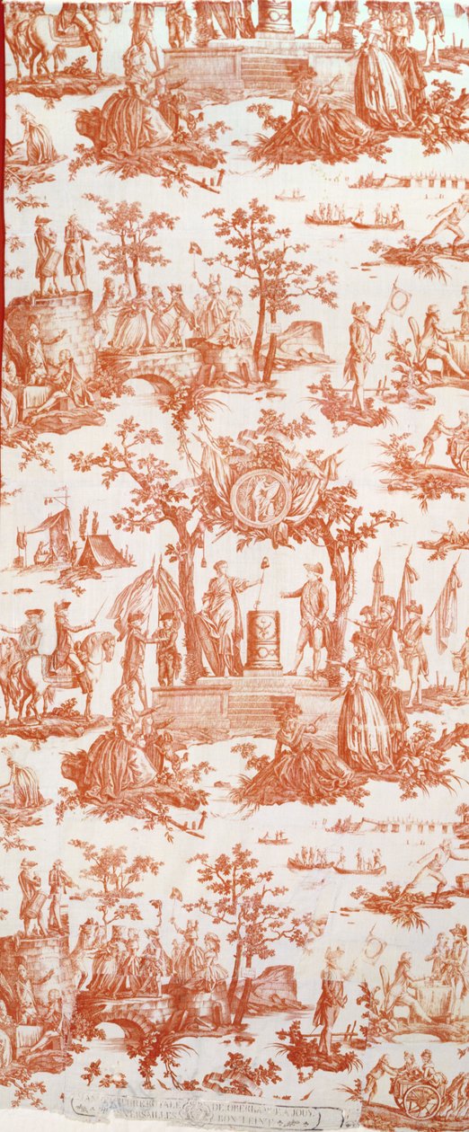 Toile de Jouy, der illustrerer forbundsfesten den 14. juli 1790 på Champs de Mars (trykt bomuld) af French School