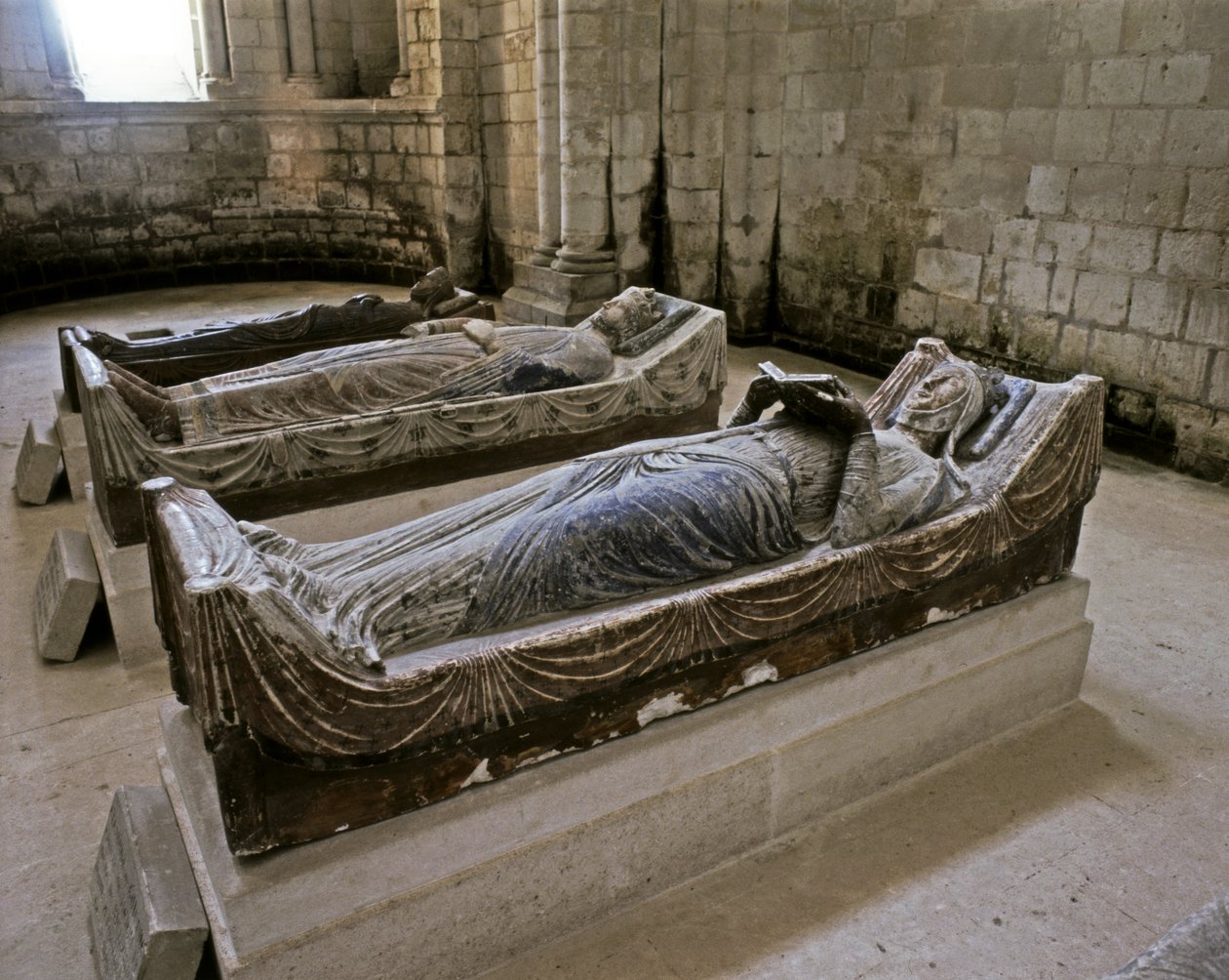 Grave af Eleanor af Aquitaine (forgrund) (1122-1204) dronning af H... af French School