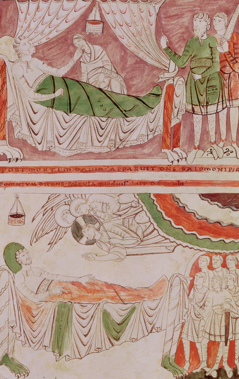 Tome 1, Ms 1589 f.128v Kong David og Salomons drøm, fra Bibelen om St. Vaast af French School