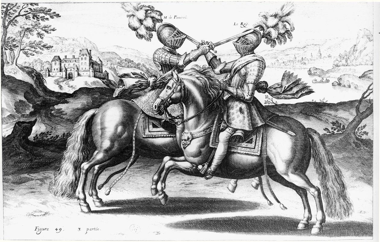 Turneringsscene mellem Henri IV (1553-1610) og Antoine de Pluvinel (1555-1620) af French School