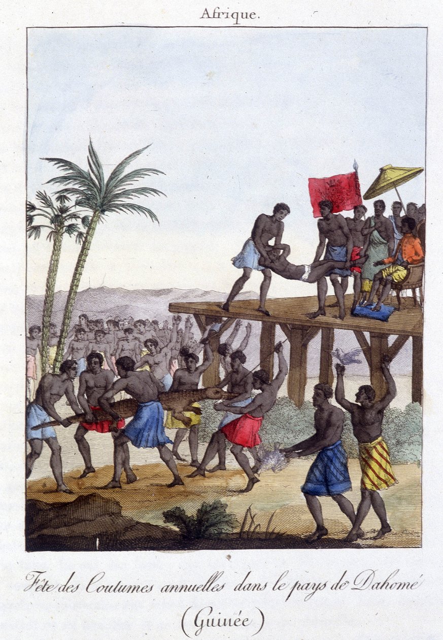 Traditionel festival i Guinea - gravering af French School