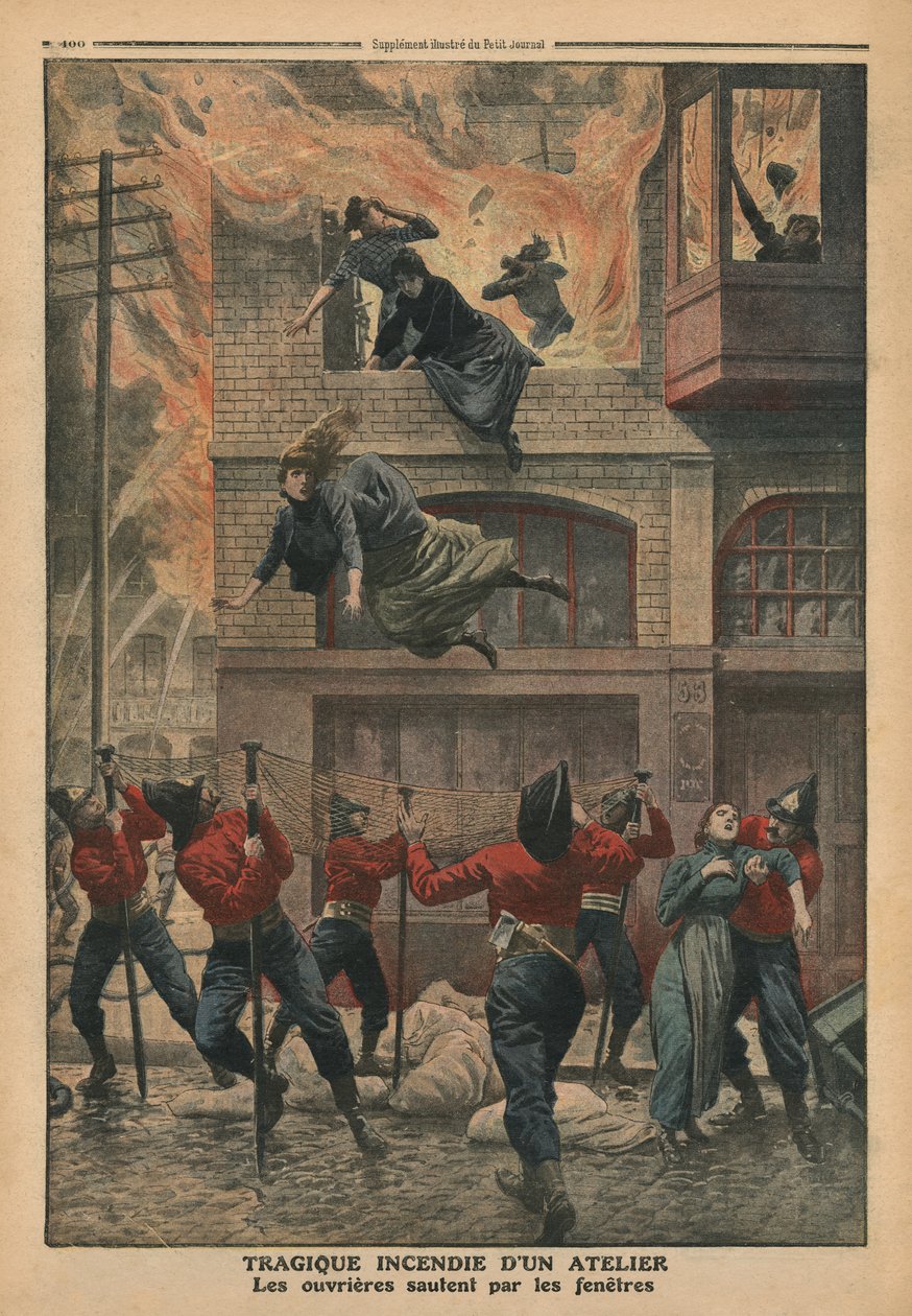 Tragisk brand i et værksted i Newark, New Jersey, illustration fra 