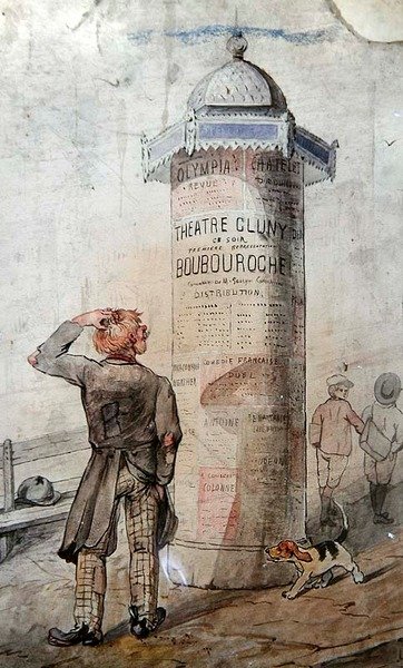 Vagabond ser på en plakat, der reklamerer for Courtelines skuespil 