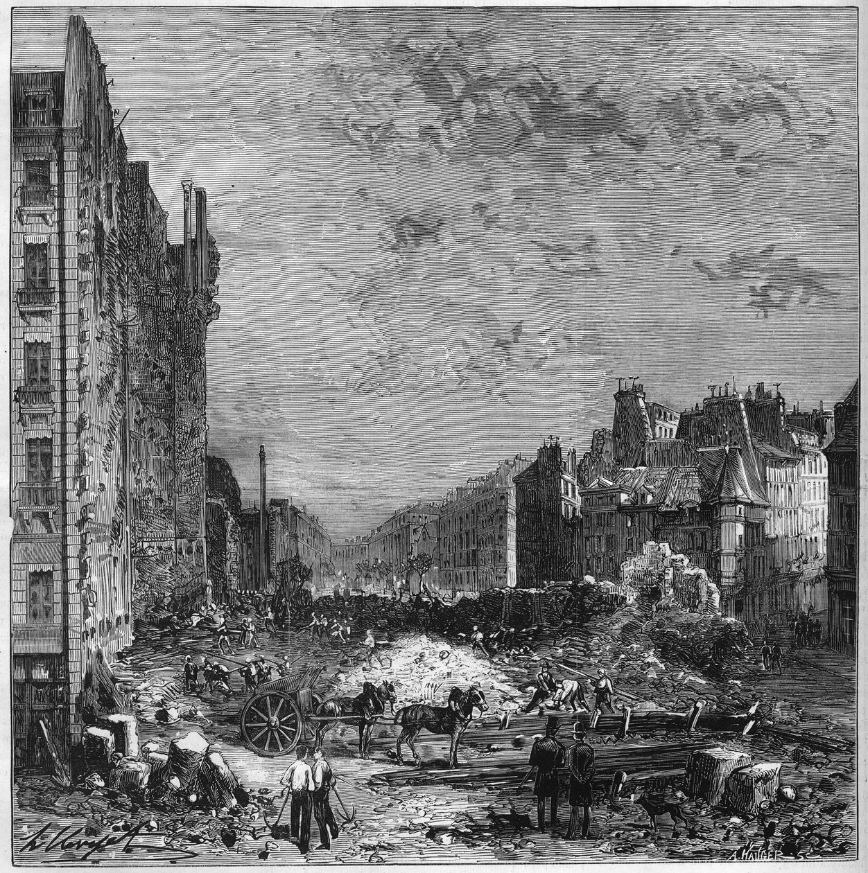 Transformation af Paris under det andet imperium: værker af Haussmann-boulevarderne. Åbning af den nye sektion mellem rue Hautefeuille og rue de l