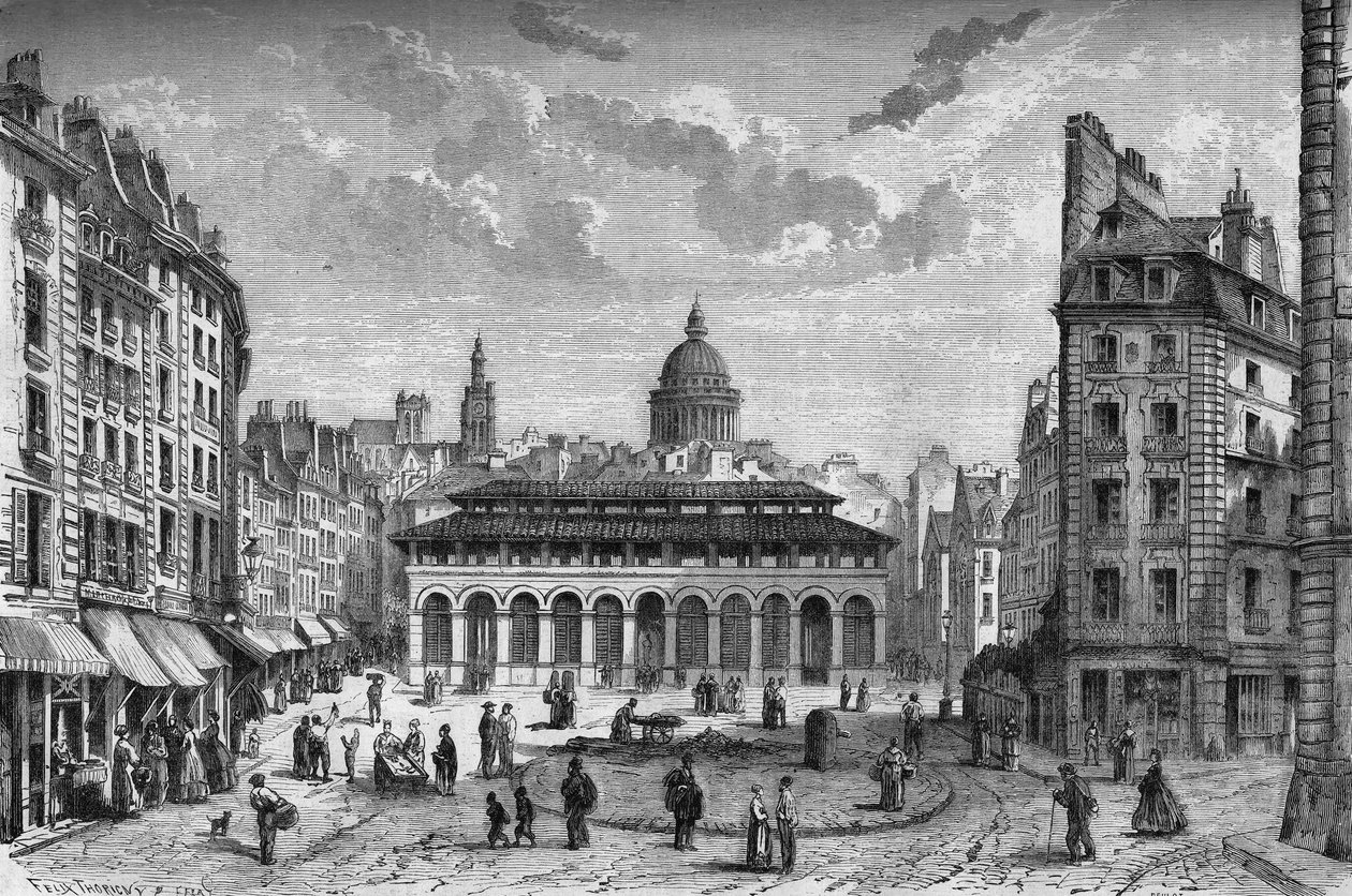 Transformationer af Paris under det andet imperium, Haussmannske Paris: udsigt over Marche des Carmes og det gamle Place Maubert af French School