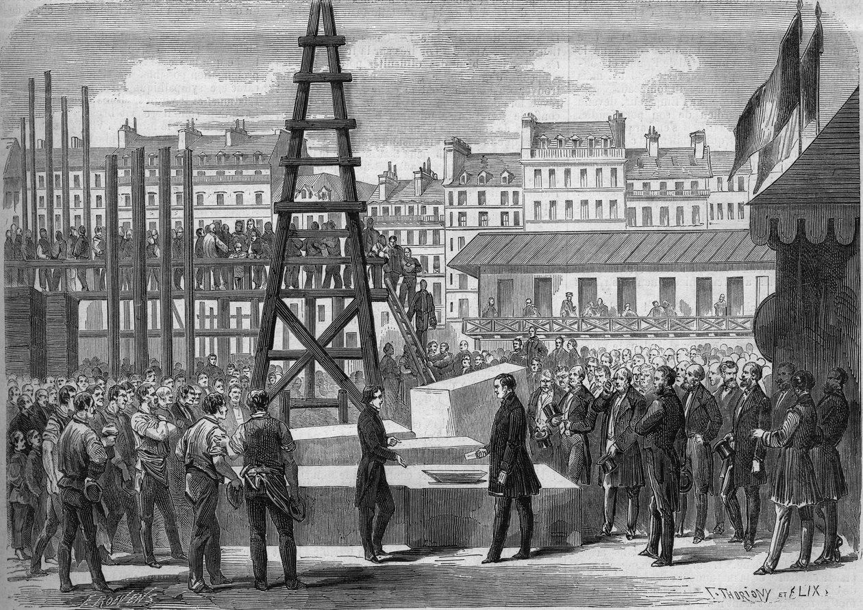 Transformationer af Paris under det andet imperium, Haussmann Paris: installation af premieren på Opera Garnier af statsminister Joseph Alexandre Colonna (1810-1868), grev Walewski, i nærværelse af arkitekten Charles Garnier (1825-1898) af French School