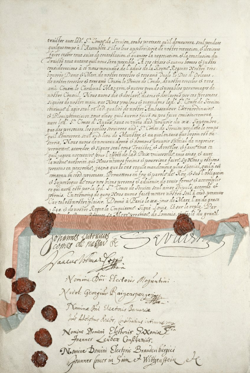 Traktaten om Westfalen, underskrevet i Munster, 24. oktober 1648 (se 211403) af French School