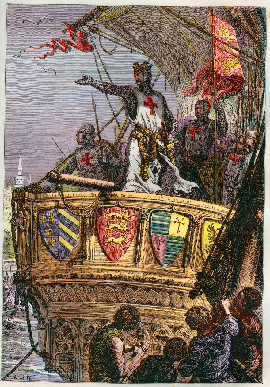 Tres Sainte Terre, jeg vil anbefale dig til den Almægtiges varetægt - Tredje korstog: Richard I Lions hjerte (1157-1199) da Crusade pour la terre Sainte af French School