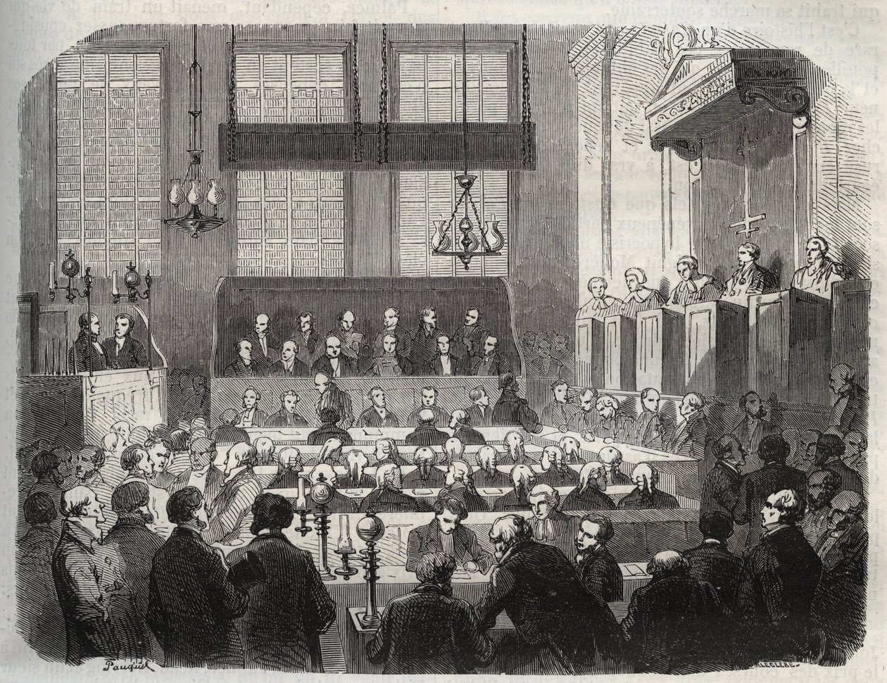 Retssag mod William Palmer, ved Central Criminal Court, maj 1856, for forgiftning af John Parsons Cook, ved Rugeley (gravering) - William Palmer for Central Criminal Court i London i 1856 - Indgravering i "Causes celebres de tous peuples" af Armand Fouqui af French School