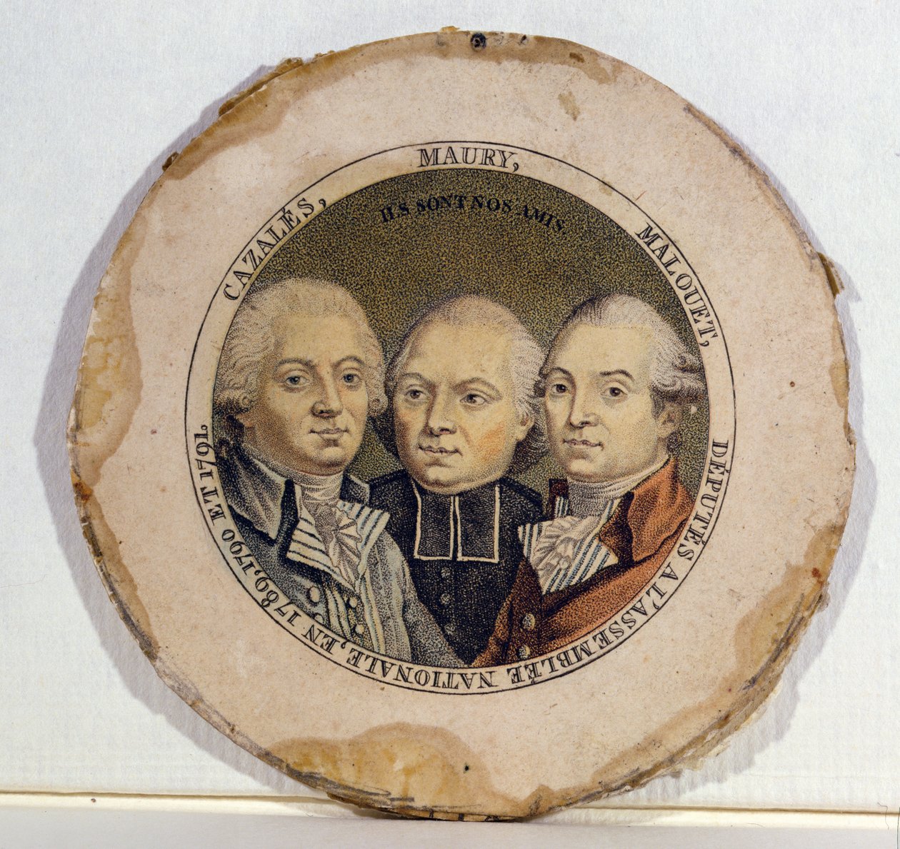 Tredobbelt portræt af Jacques Antoine Marie de Cazales (1758-1805), Jean-Siffrein Maury (1746-1817) og Pierre Victor Malouet (1740-1814) af French School