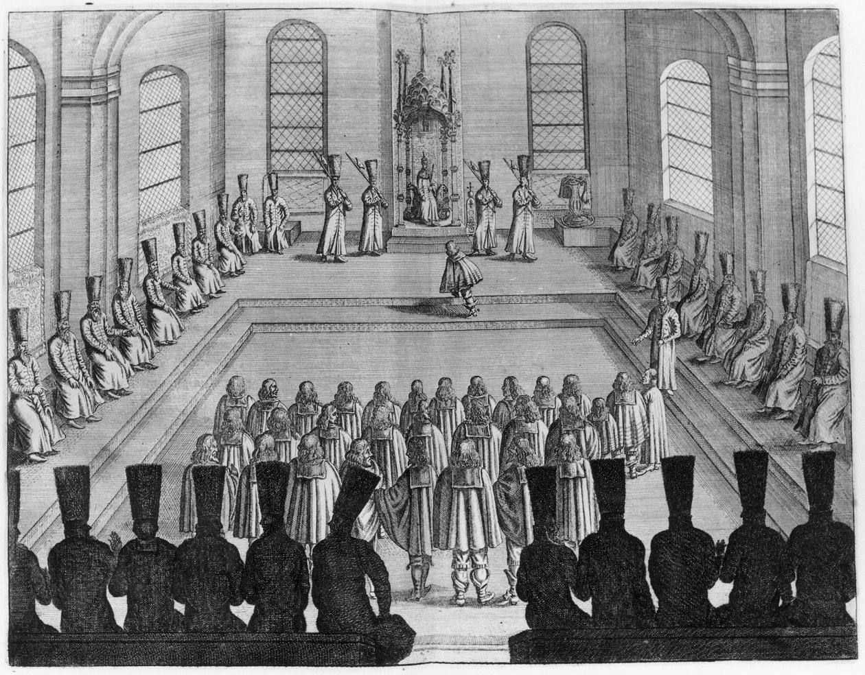 Zar Alexei I Mikhailovich (1629-76) modtager en ambassade fra Vesten, fra bind I af meget nysgerrige og meget kendte rejser lavet i Moskovsk, Tartarisk og Persien af ​​Adam Olearius, oversat af Wicq af French School