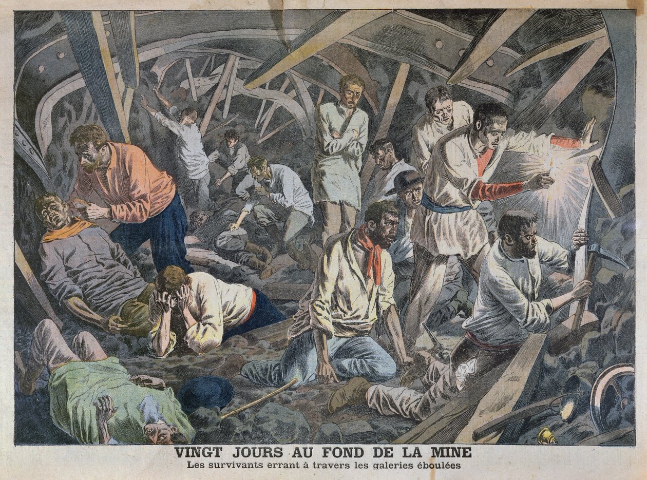 Twenty Days at the Bottom of the Mine, fra Le Petit Journal, april 1906 af French School