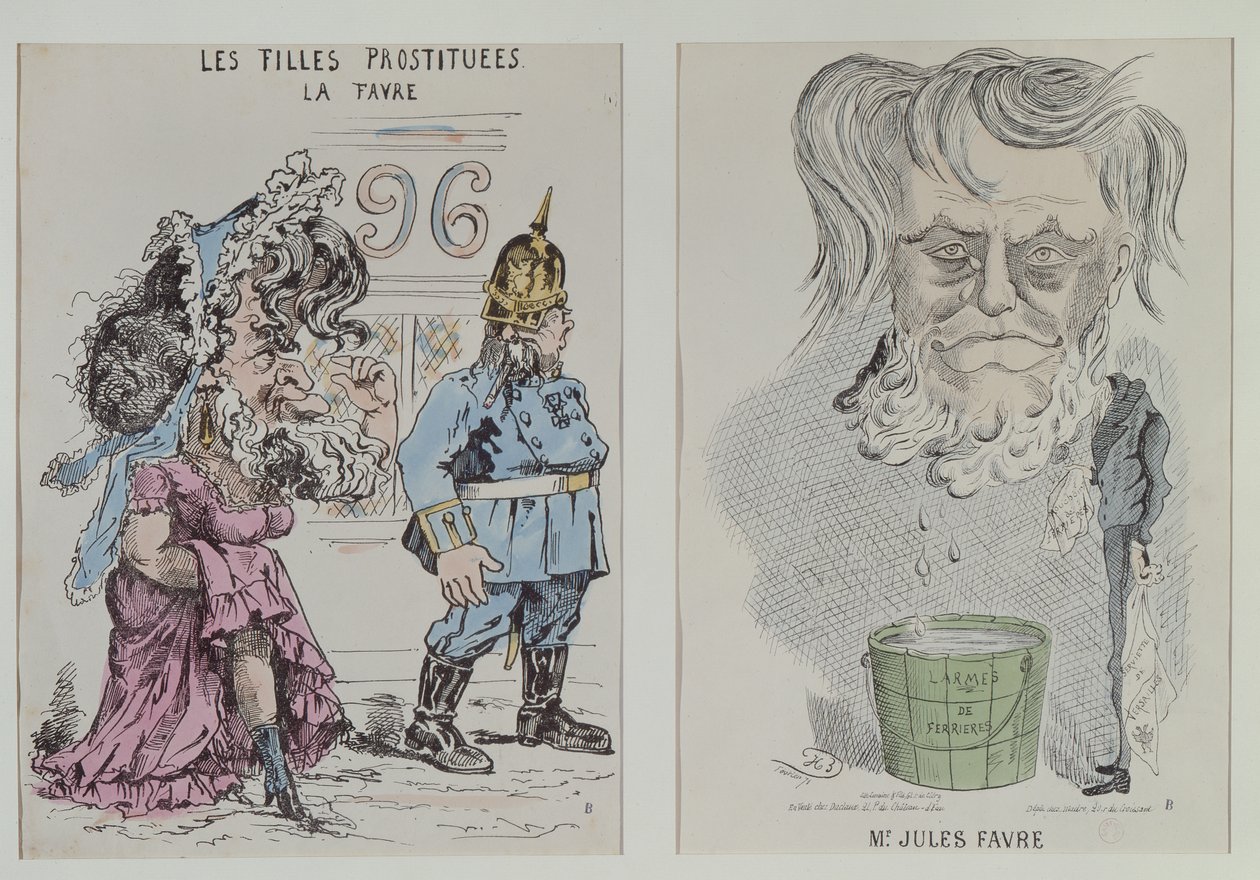 To karikaturer af Jules Favre (1809-80) 1870-71 af French School