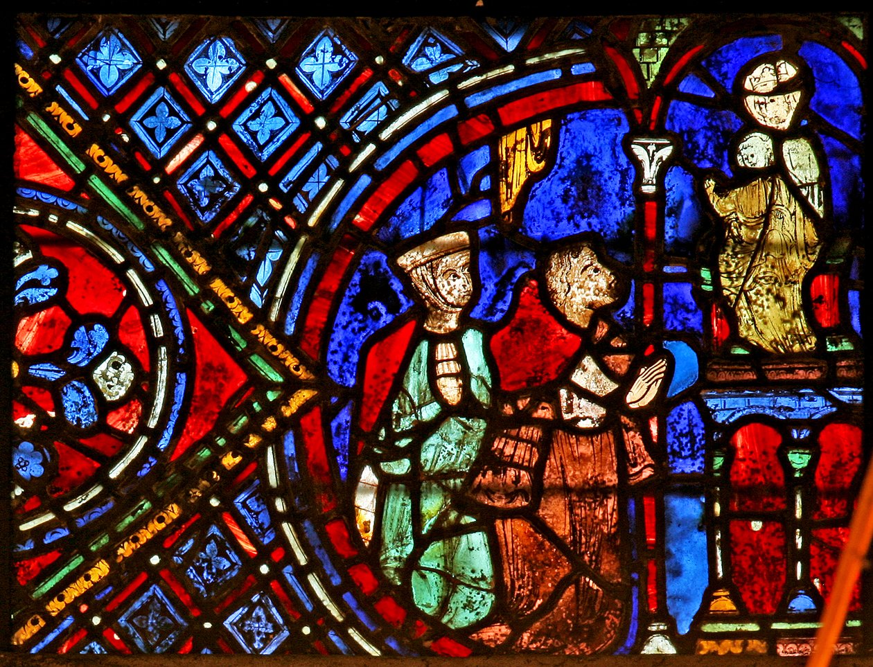 To donorer foran en statue af jomfruen (w29a) af French School
