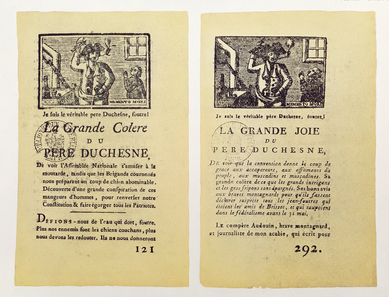 To sider fra La Grande Colere af Pere Duchesne, 1792 af French School