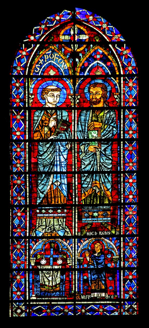 To helgener - den ene er Nicaise; donorpræst nedenfor (w116) af French School