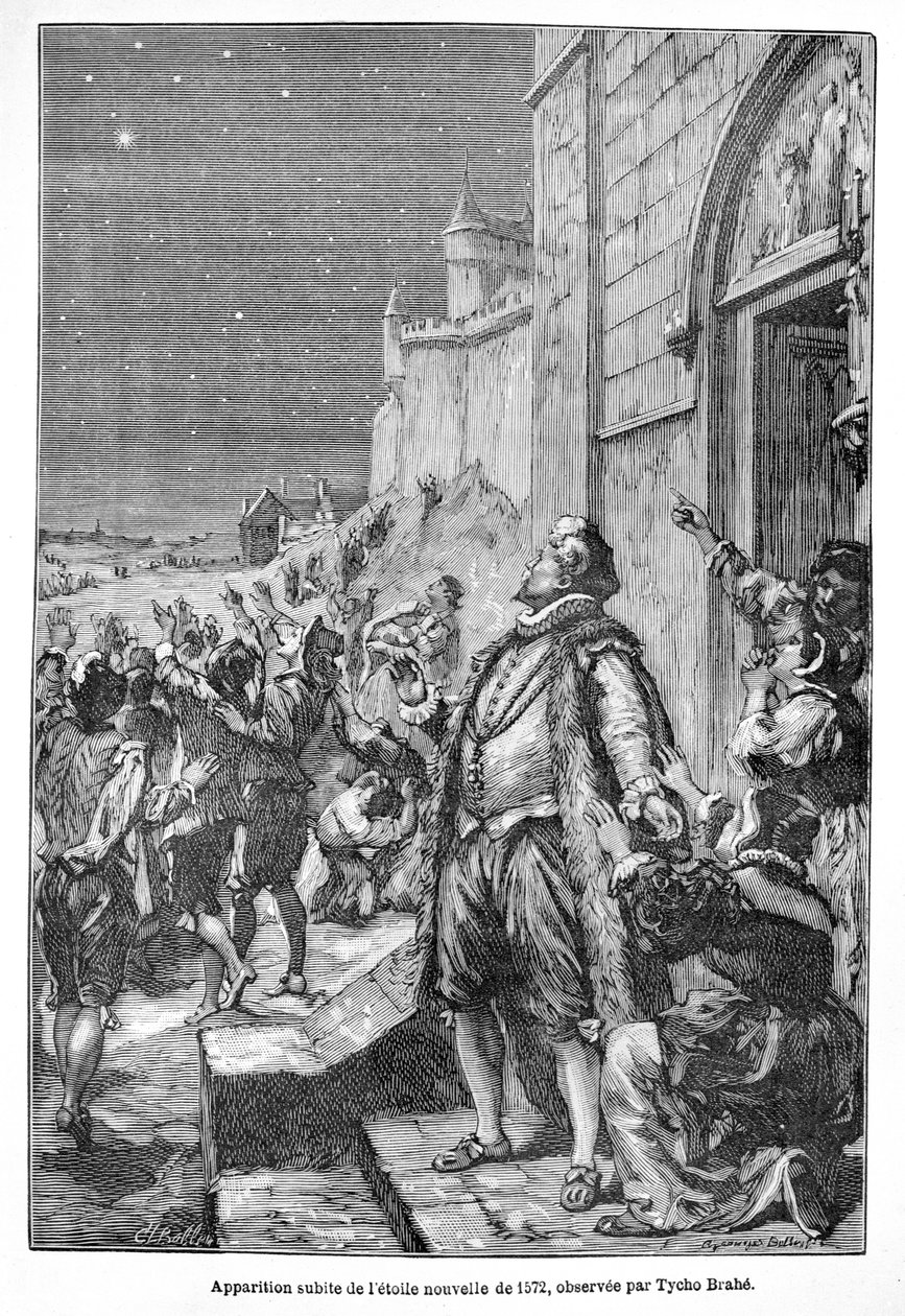 Tycho Brahe ser en ny stjerne (gravering) af French School