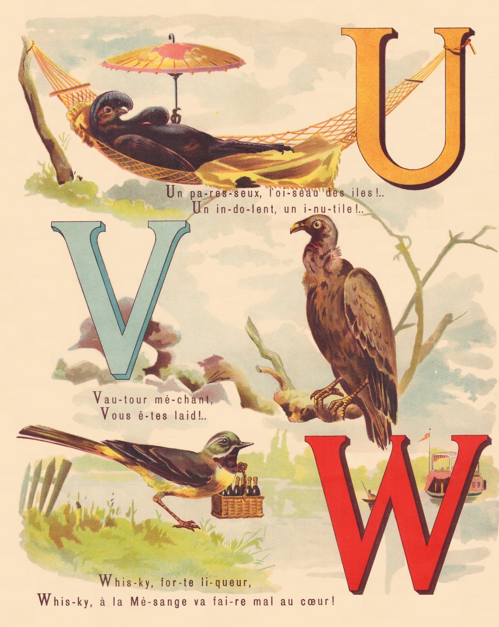 U V W: Sort eMu, grib, vipstjert, whisky af French School