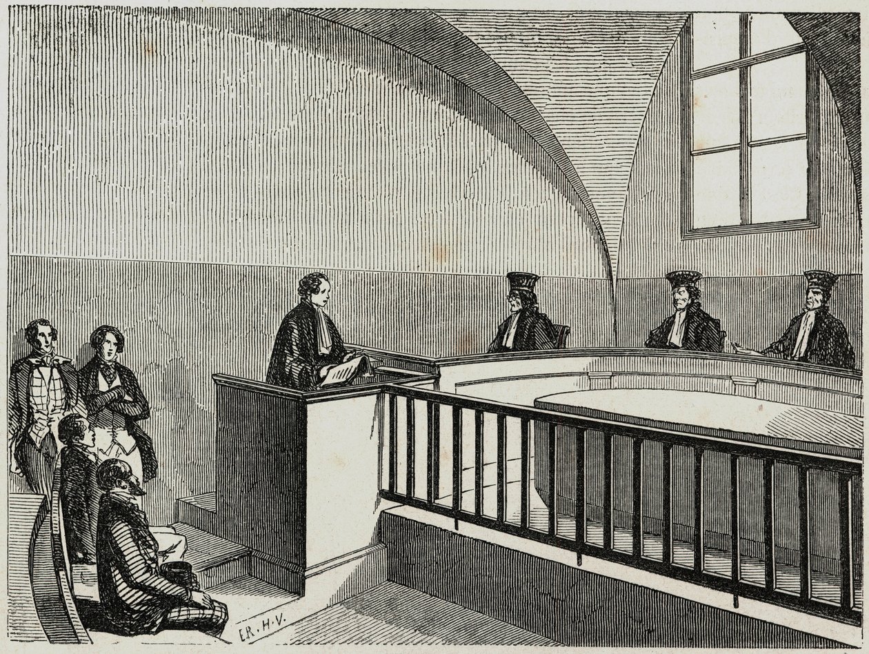 Une disse på juraskolen i Paris - Indgravering i "Tableau-de-Paris" af Edmond Texier 1852 af French School