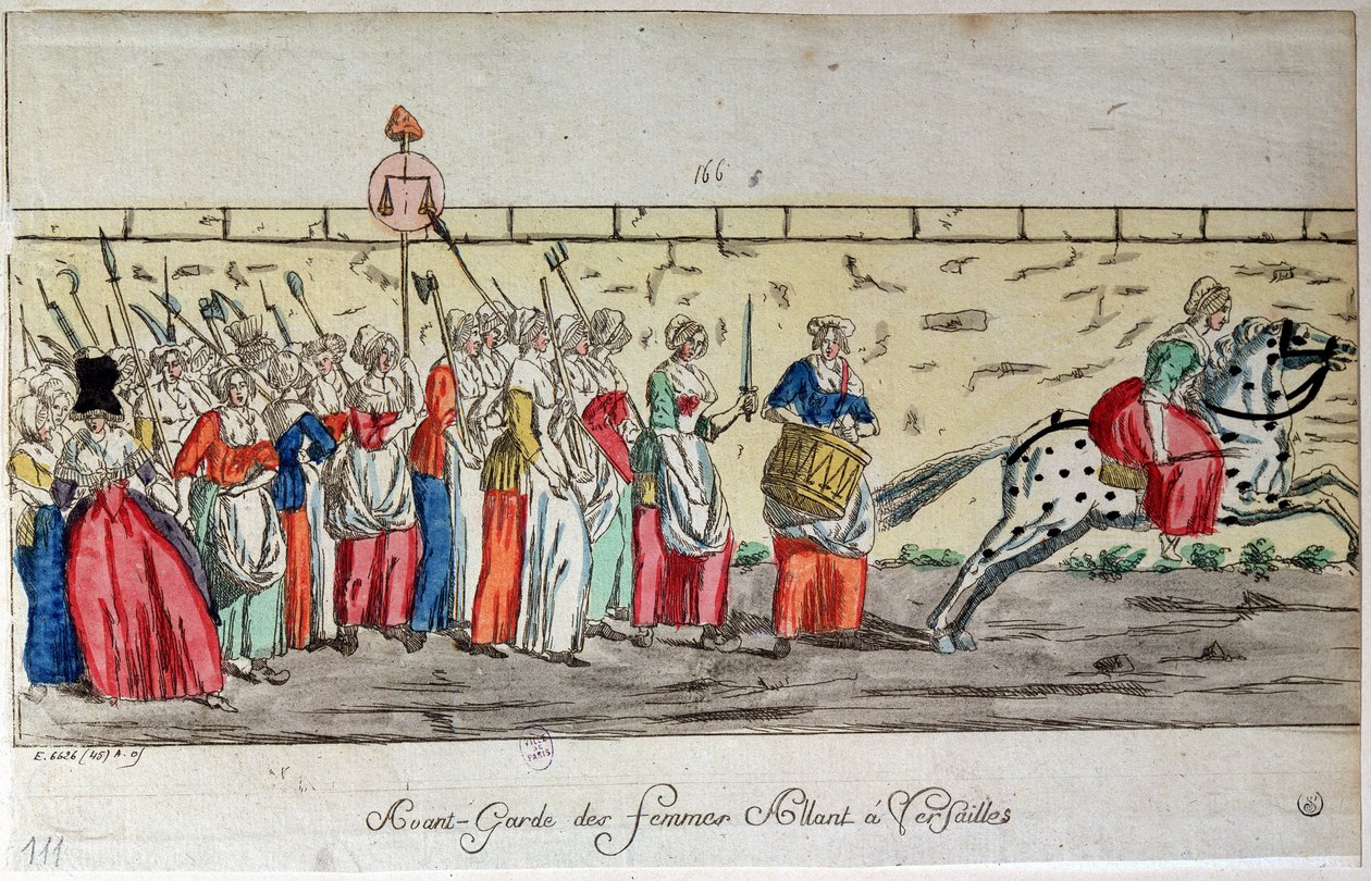 Fortrop af kvinder, der tager til Versailles den 5. oktober af French School