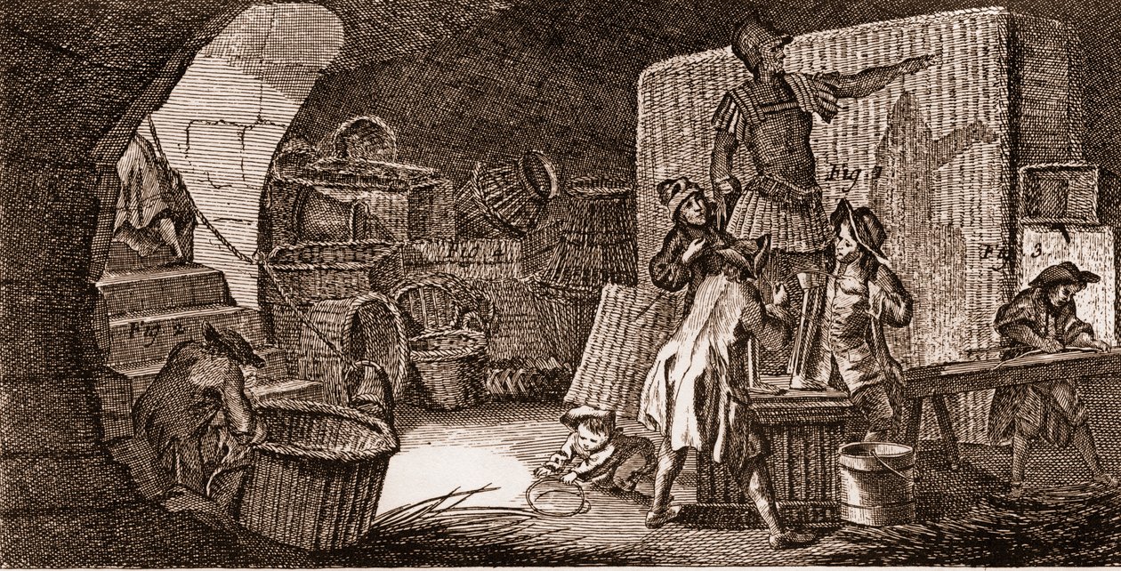 Vannier - tools - basketball maker - “” The Great Encyclopedie, ou Dictionnaire Raisonne des Sciences, des Arts et des Metiers” (Encyclopedia or Dictionary of the Sciences, Arts and Professions) by Denis Diderot (1713-1784) and Jean d