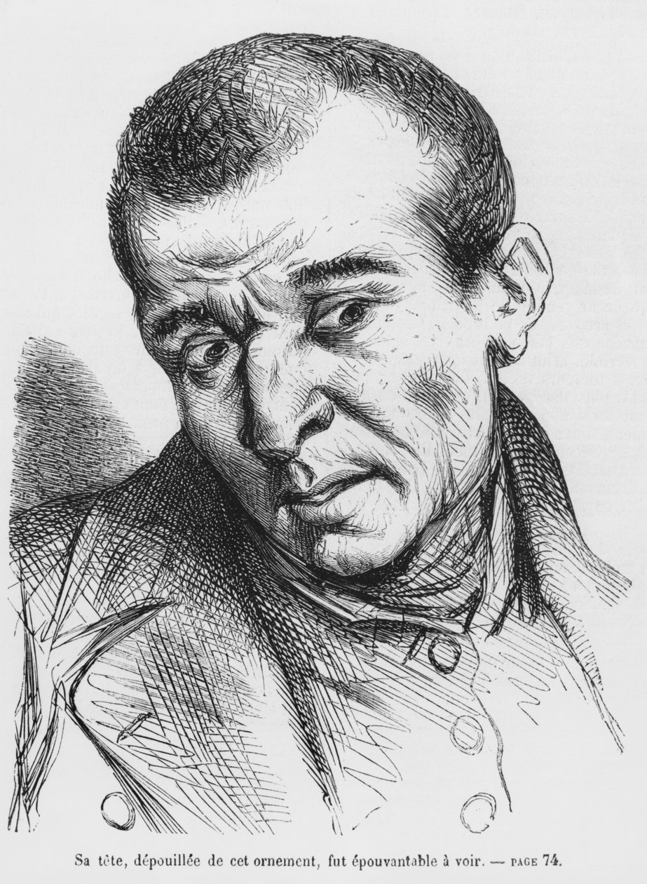 Vautrin arresteret og identificeret, illustration fra Splendeurs et Miseres des Courtisanes af Honore de Balzac, udgivet 1867 af French School
